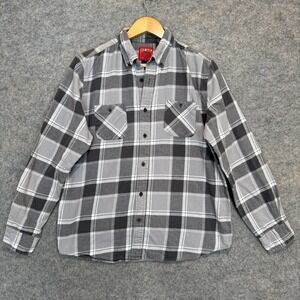 Vintage Big Mac JC Penny Flannel Workwear‎ Shirt Mens Medium Gray Plaid 90s Y2k